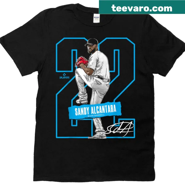 Sandy Alcantara shirt celebrating Miami baseball with player name graphic