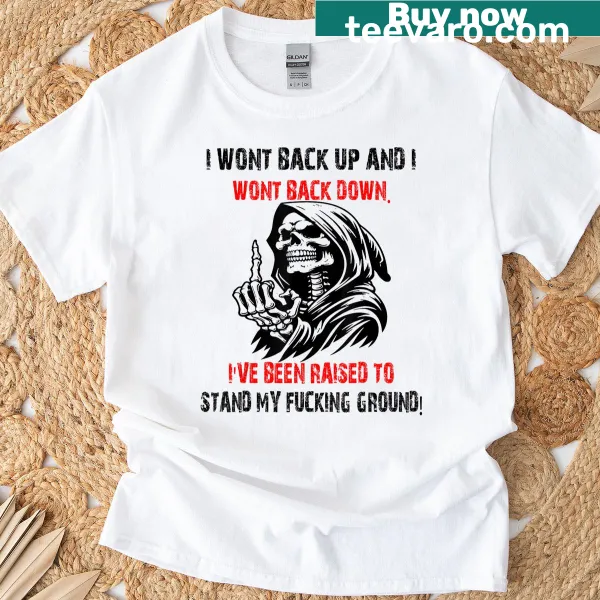 Edgy tee featuring a skeleton graphic and bold text