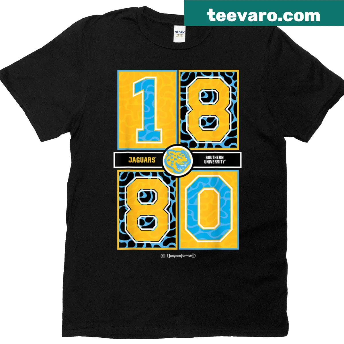 Southern University Jaguars t-shirt with bold text design. — on a men's t-shirt