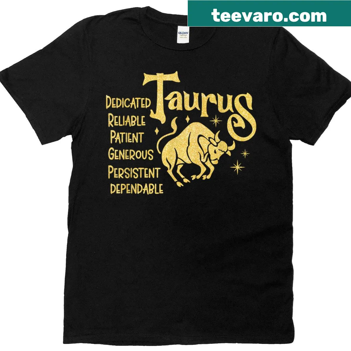 Taurus zodiac sign t-shirt with astrological symbol in typography — on a men's t-shirt