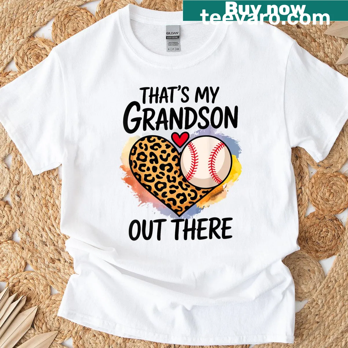 T-shirt celebrating baseball grandmas with a proud grandson message — on a men's t-shirt