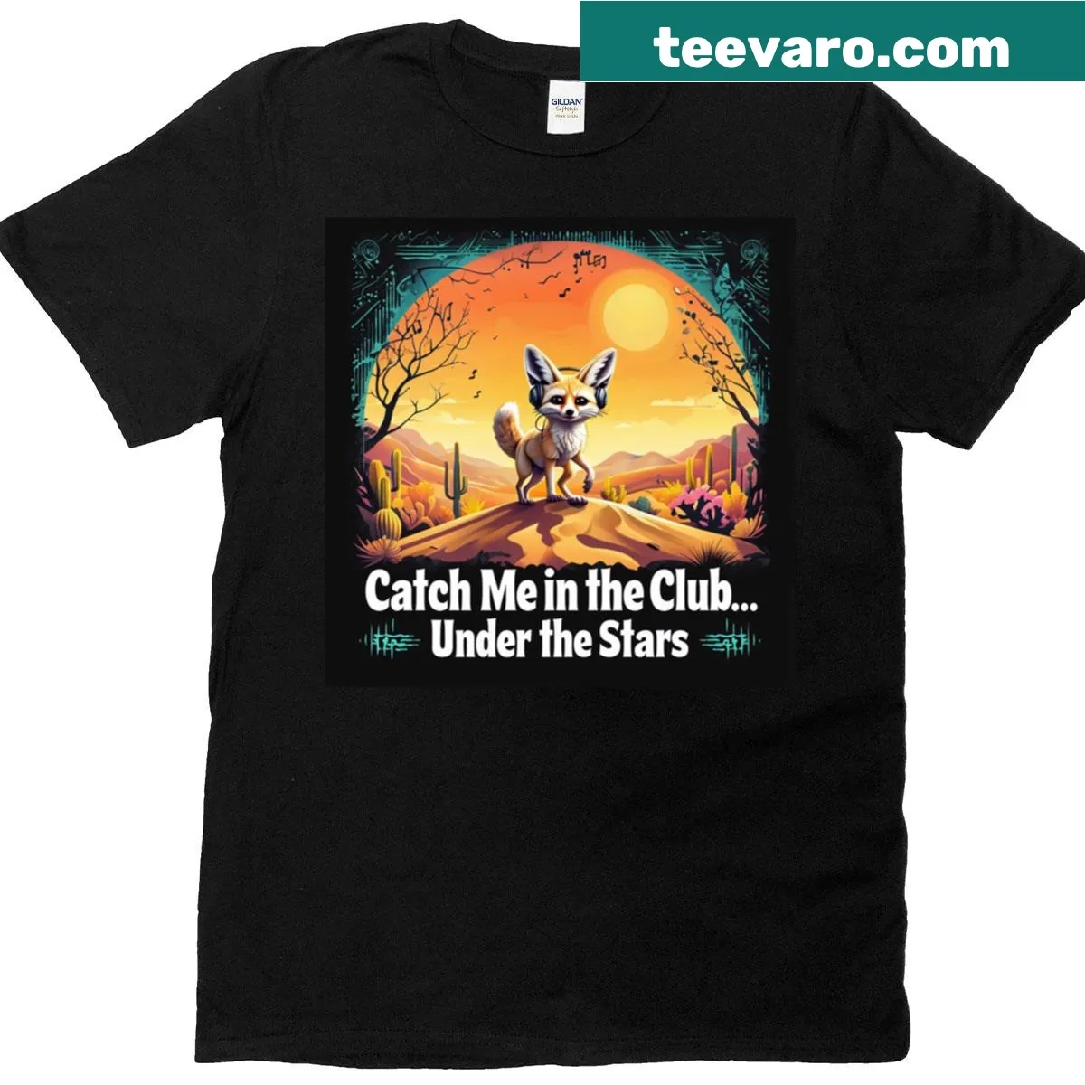 Illustration of a fennec fox on an oversized T-shirt — on a men's t-shirt