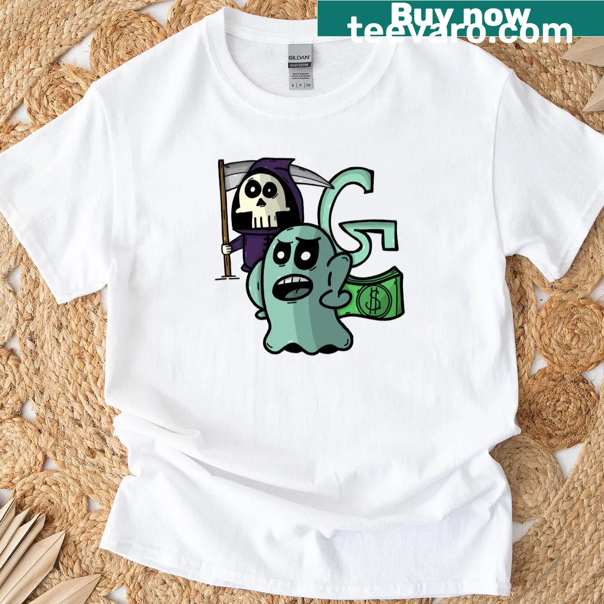 Bold illustration of a ghoul on a T-shirt — on a men's t-shirt