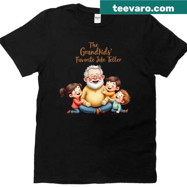 Cartoon of a grandparent telling jokes with text