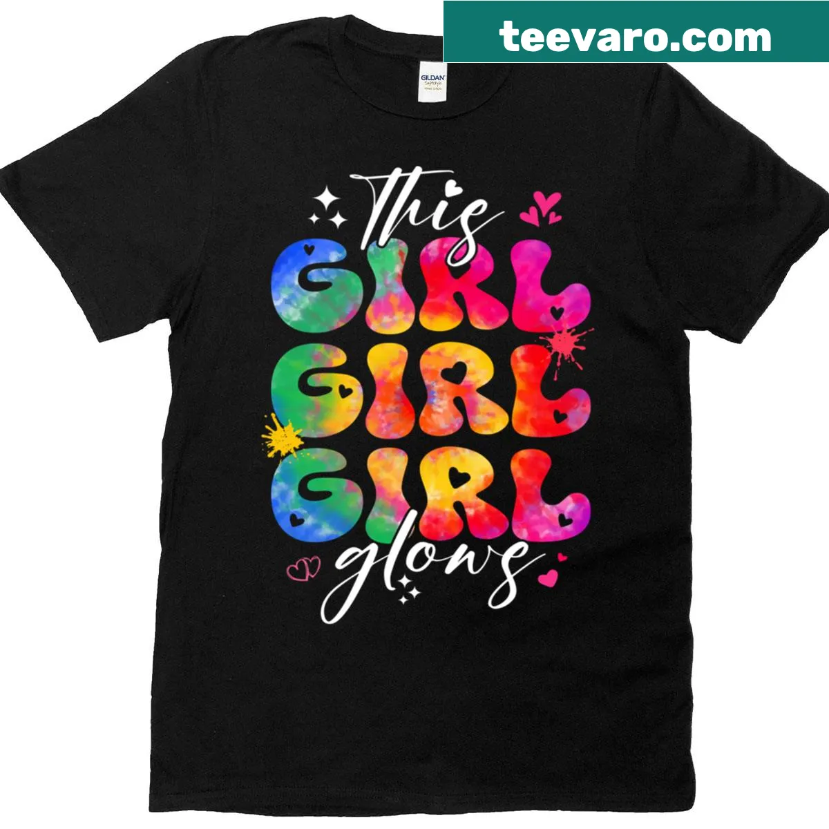 Funny Mother's Day t-shirt featuring the phrase 'This Girl Glows'. — on a men's t-shirt