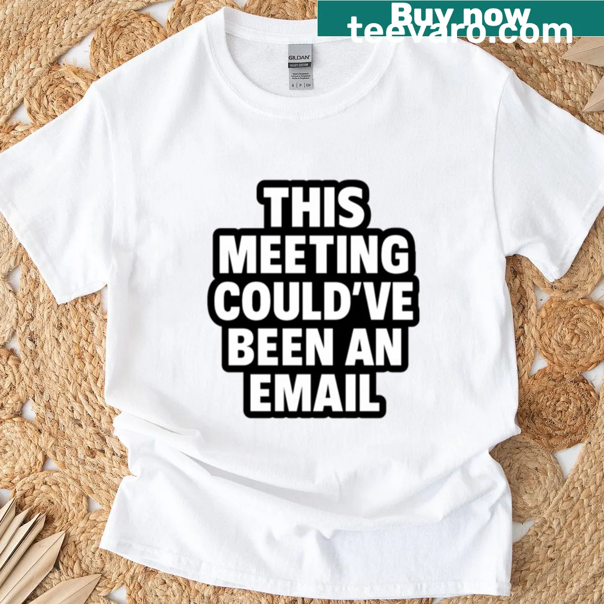 Humorous t-shirt with a phrase about unnecessary meetings — on a men's t-shirt
