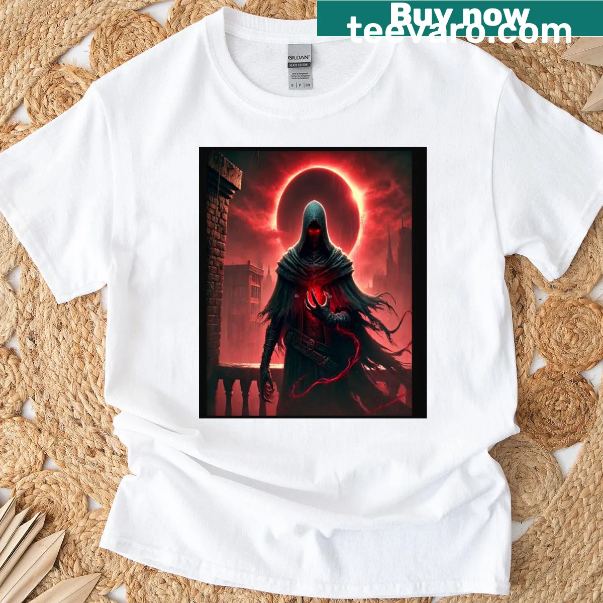 Illustration of an eclipse tyrant on a fantasy-themed T-shirt — on a men's t-shirt