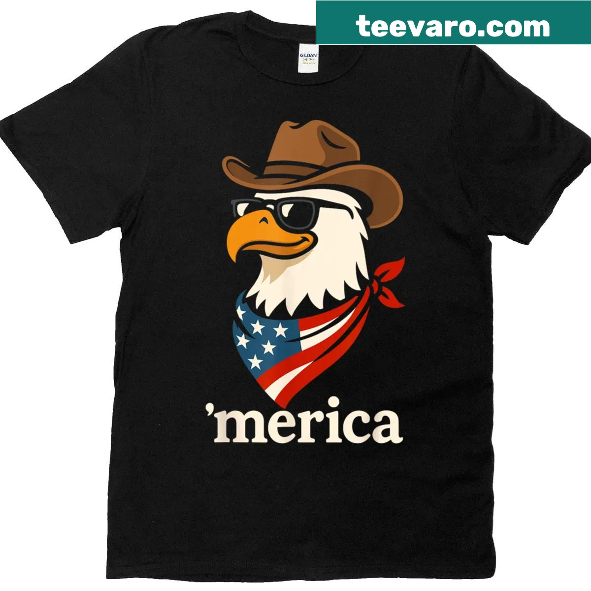 Patriotic T-shirt featuring a funny eagle design for the Fourth of July — on a men's t-shirt