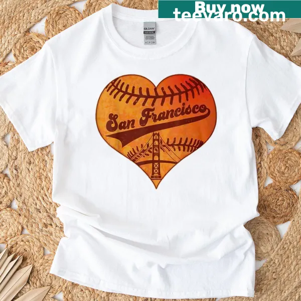 Vintage San Francisco baseball tee with heart graphic for kids