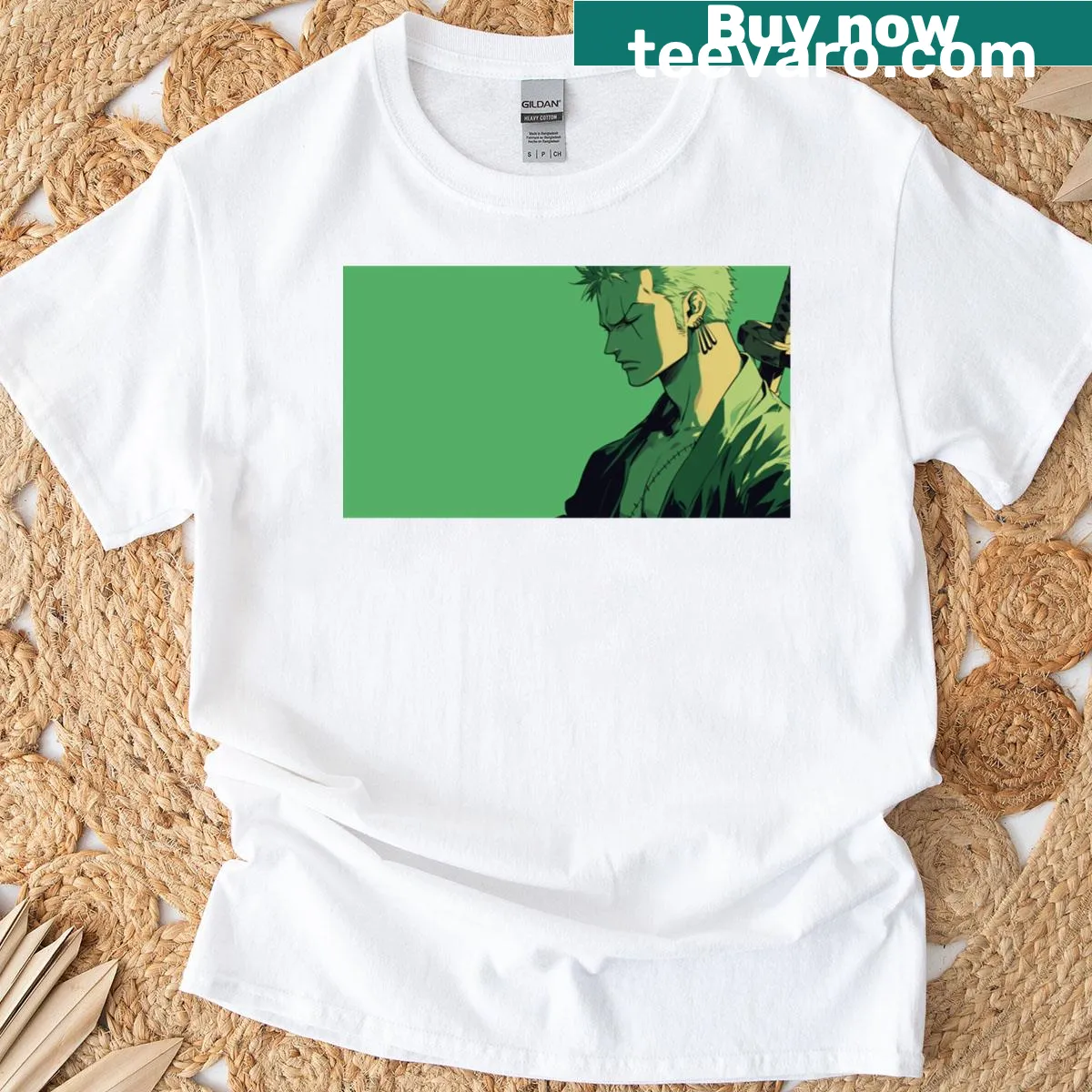 Zoro-themed mouse pad design on a T-shirt — on a men's t-shirt