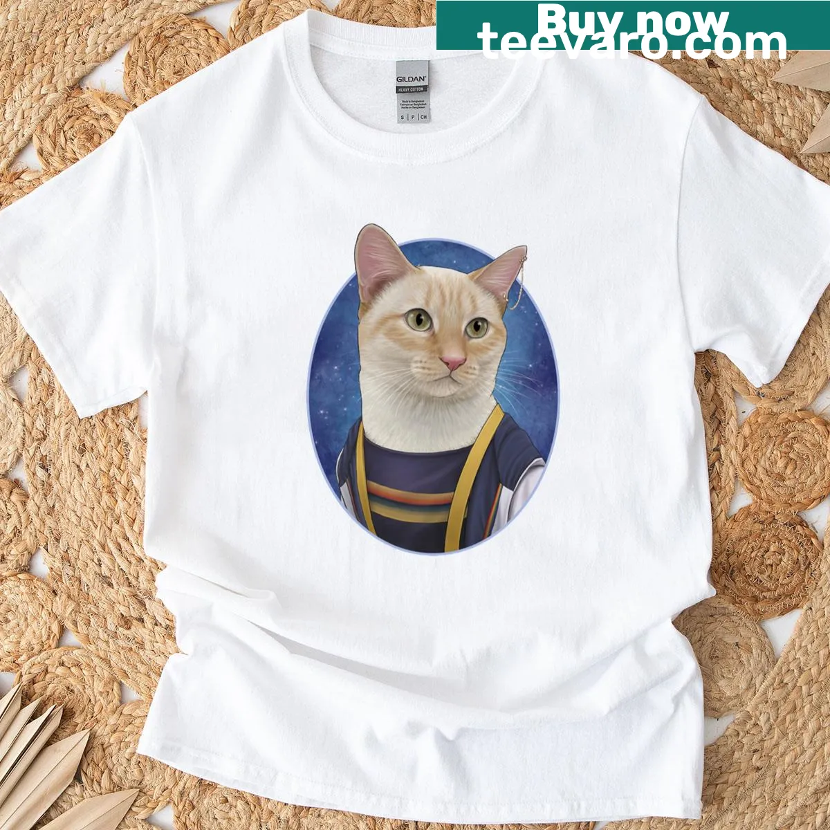 T-shirt featuring a whimsical illustration of Mew inspired by the 13th Doctor — on a men's t-shirt