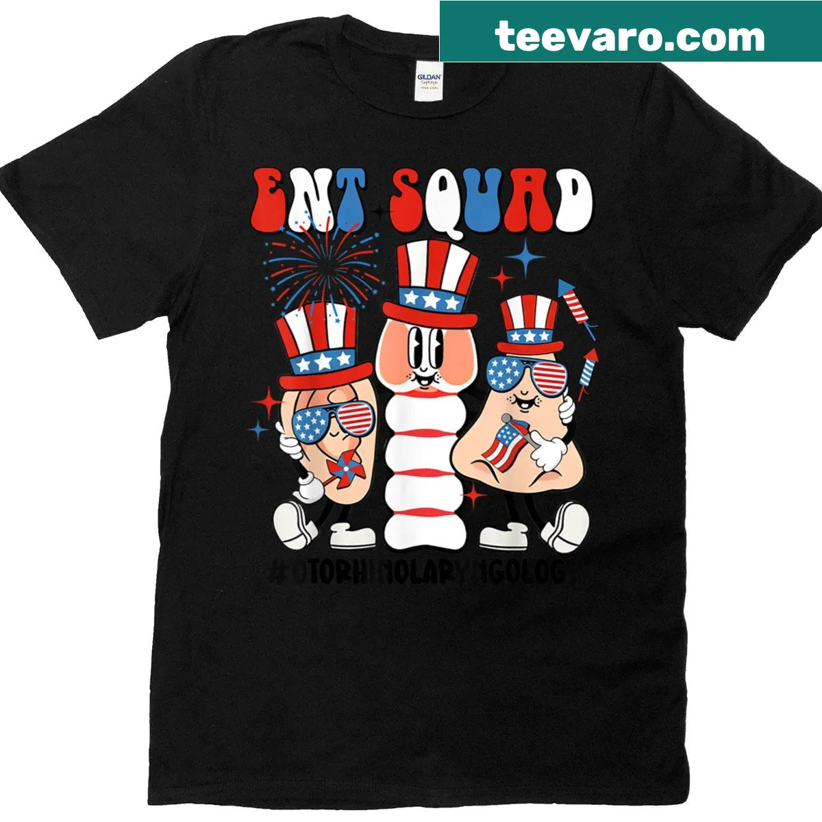 4th of July shirt for ENT professionals with bold typography — on a men's t-shirt