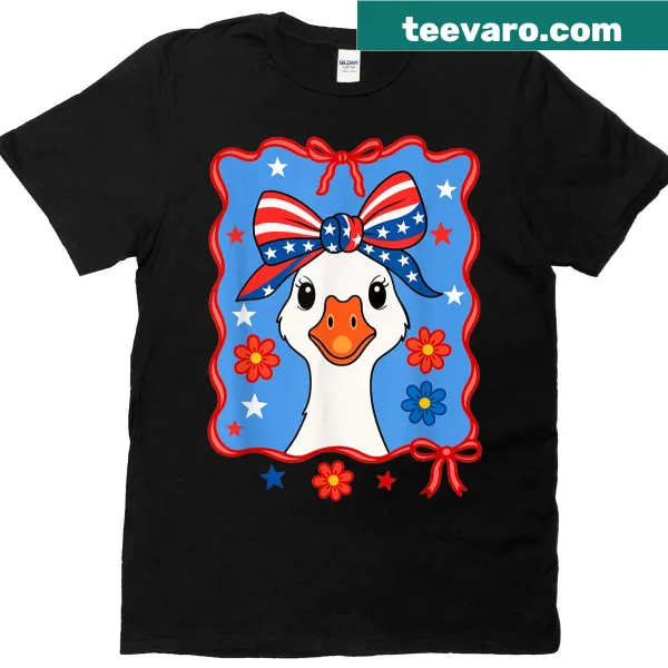 Mama Goose graphic T-shirt with playful patriotic design