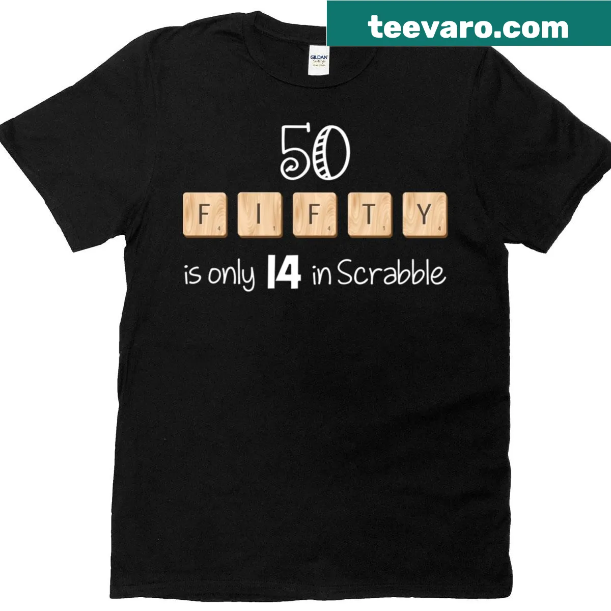 Clever Scrabble-themed t-shirt with humorous text — on a men's t-shirt