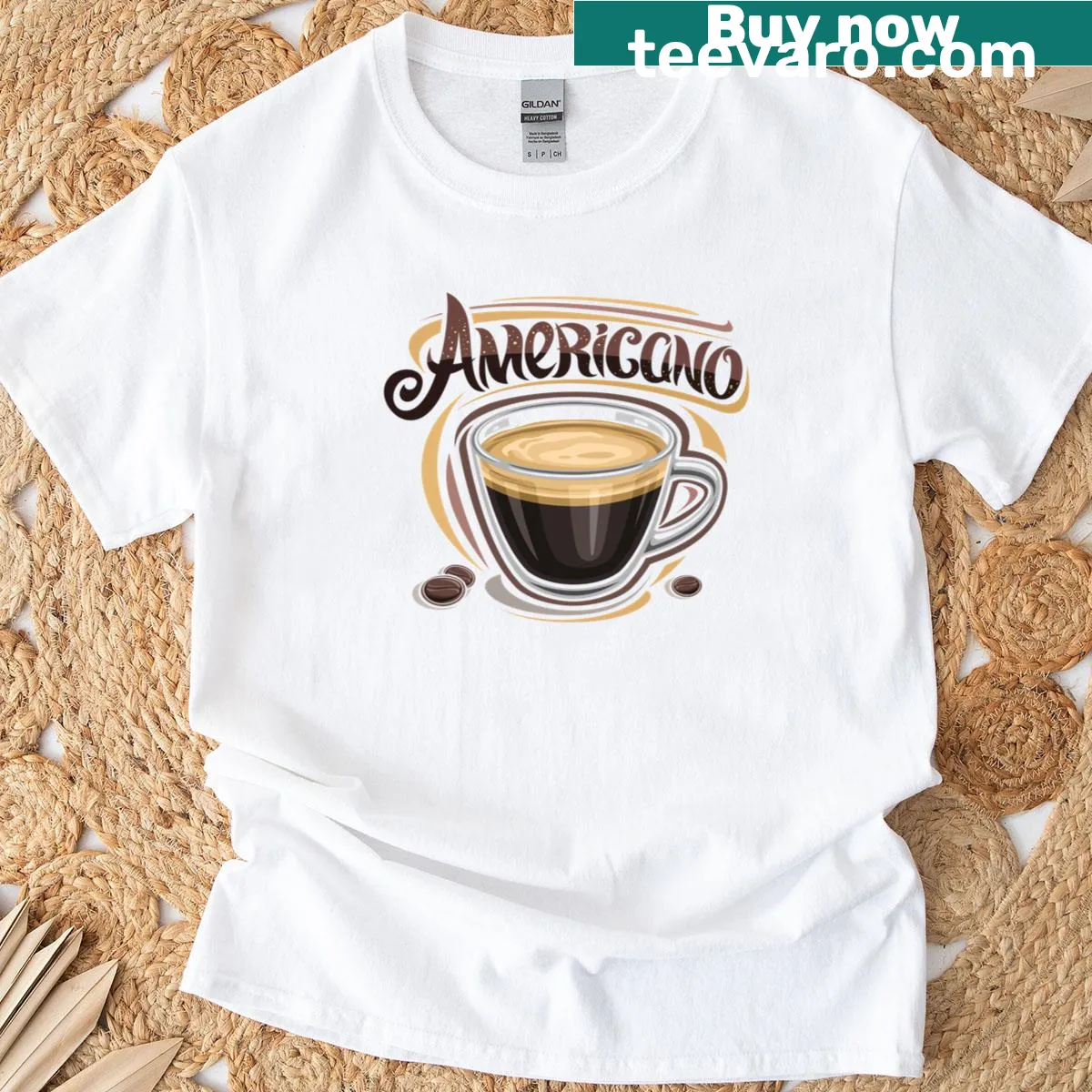 Illustration of an Americano coffee cup on a t-shirt — on a men's t-shirt