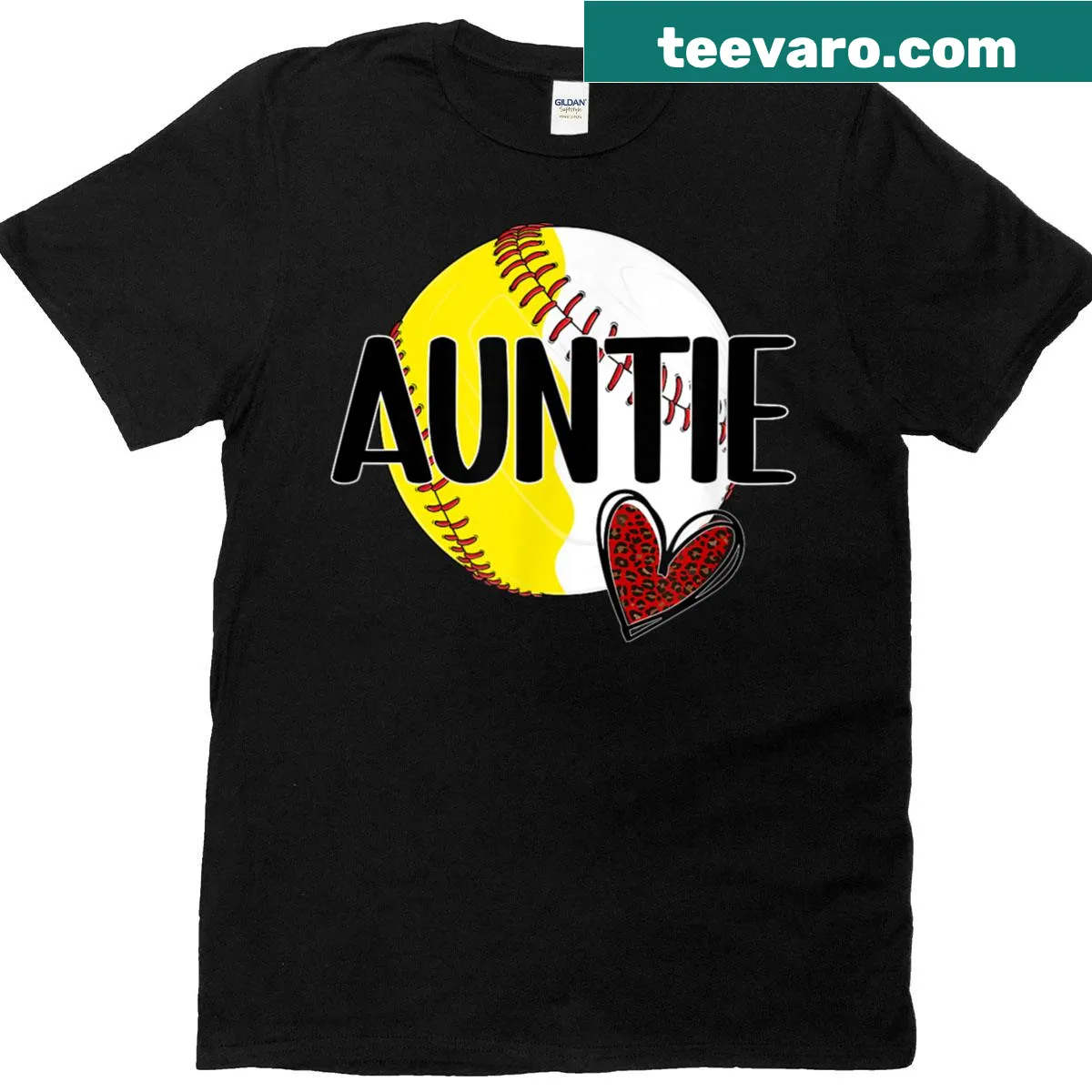 Proud Softball Baseball Aunt t-shirt featuring bold text. — on a men's t-shirt