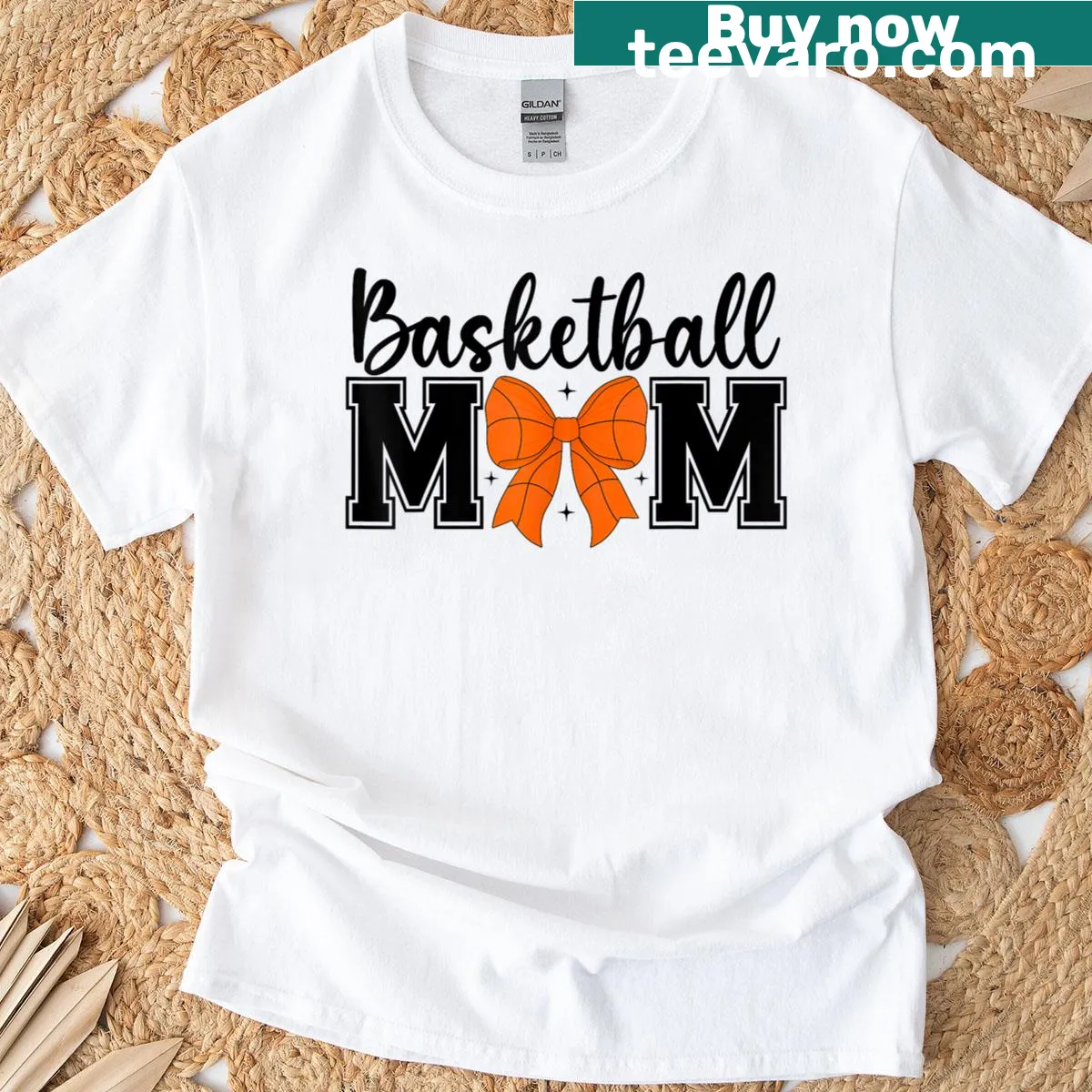 Cheerful graphics celebrating basketball moms on T-shirt — on a men's t-shirt