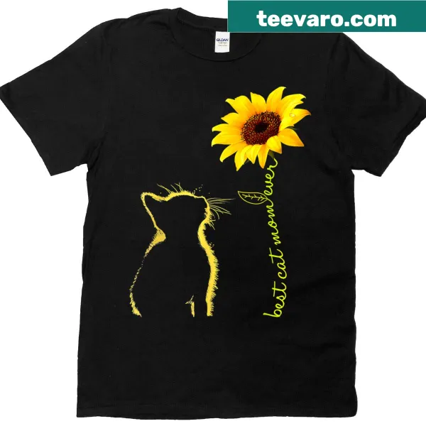 Illustrated sunflower design with text Best Cat Mom Ever for cat lovers