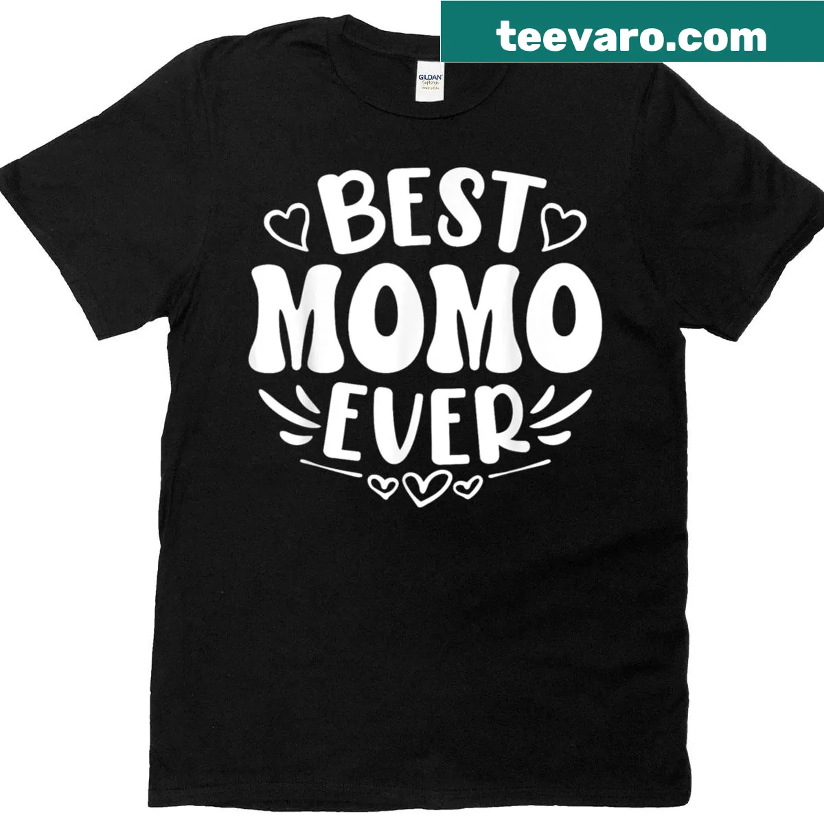 Funny t-shirt celebrating grandmothers with 'Best Momo Ever' text. — on a men's t-shirt