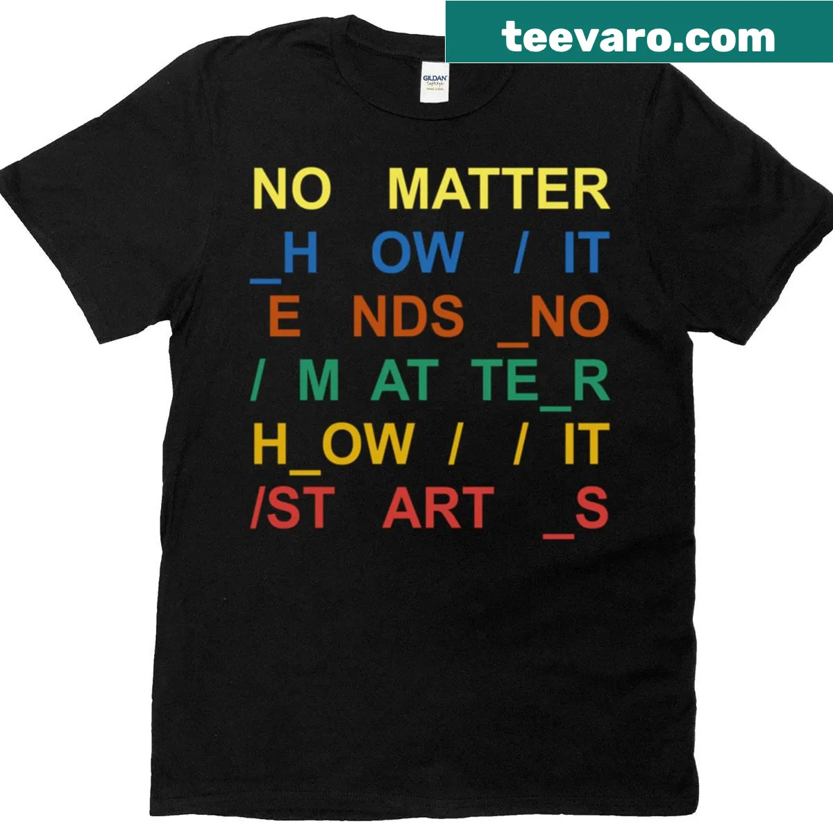 Typography design featuring a Radiohead lyric on a T-shirt — on a men's t-shirt