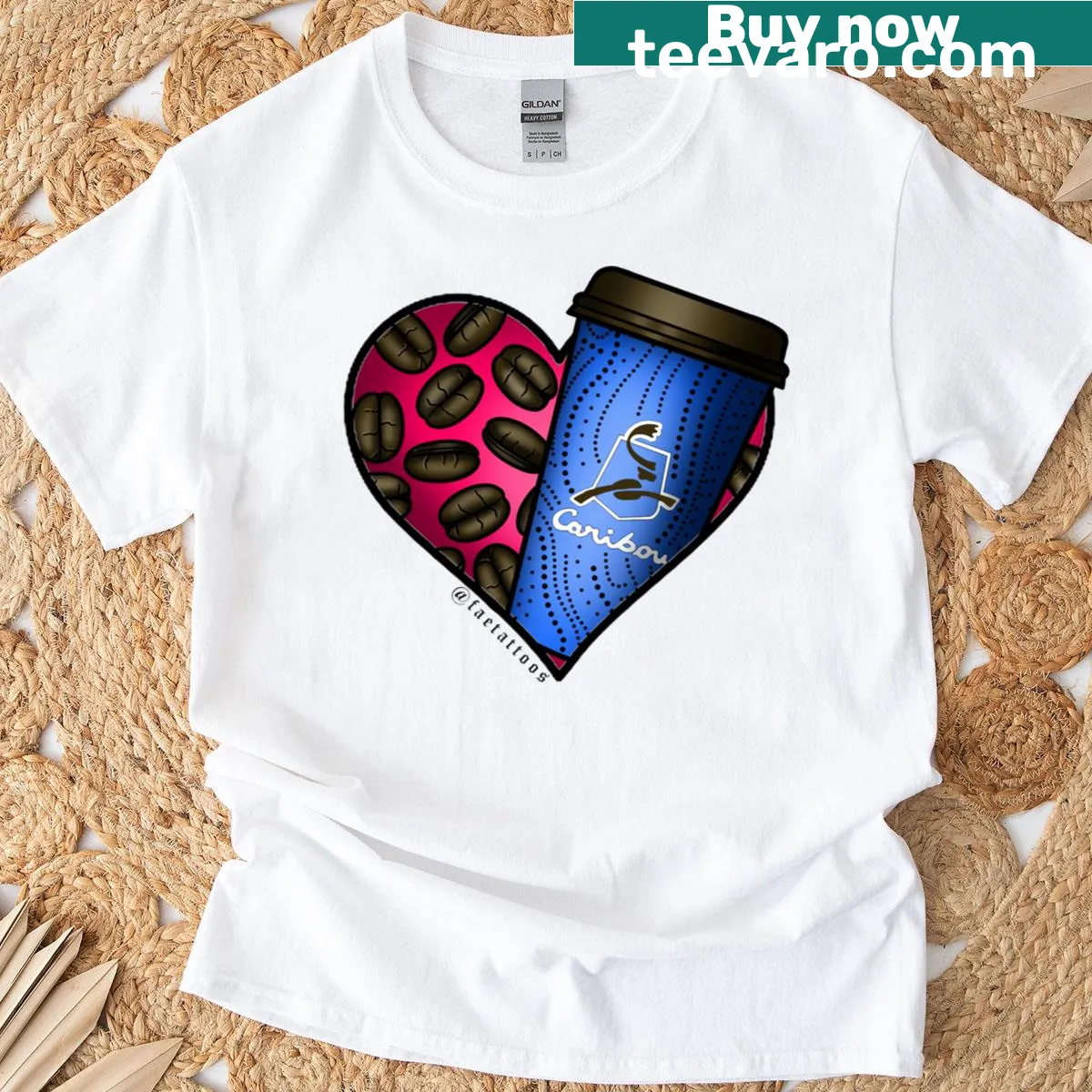 Caribou Coffee Is Life T-shirt with humorous coffee-themed text — on a men's t-shirt