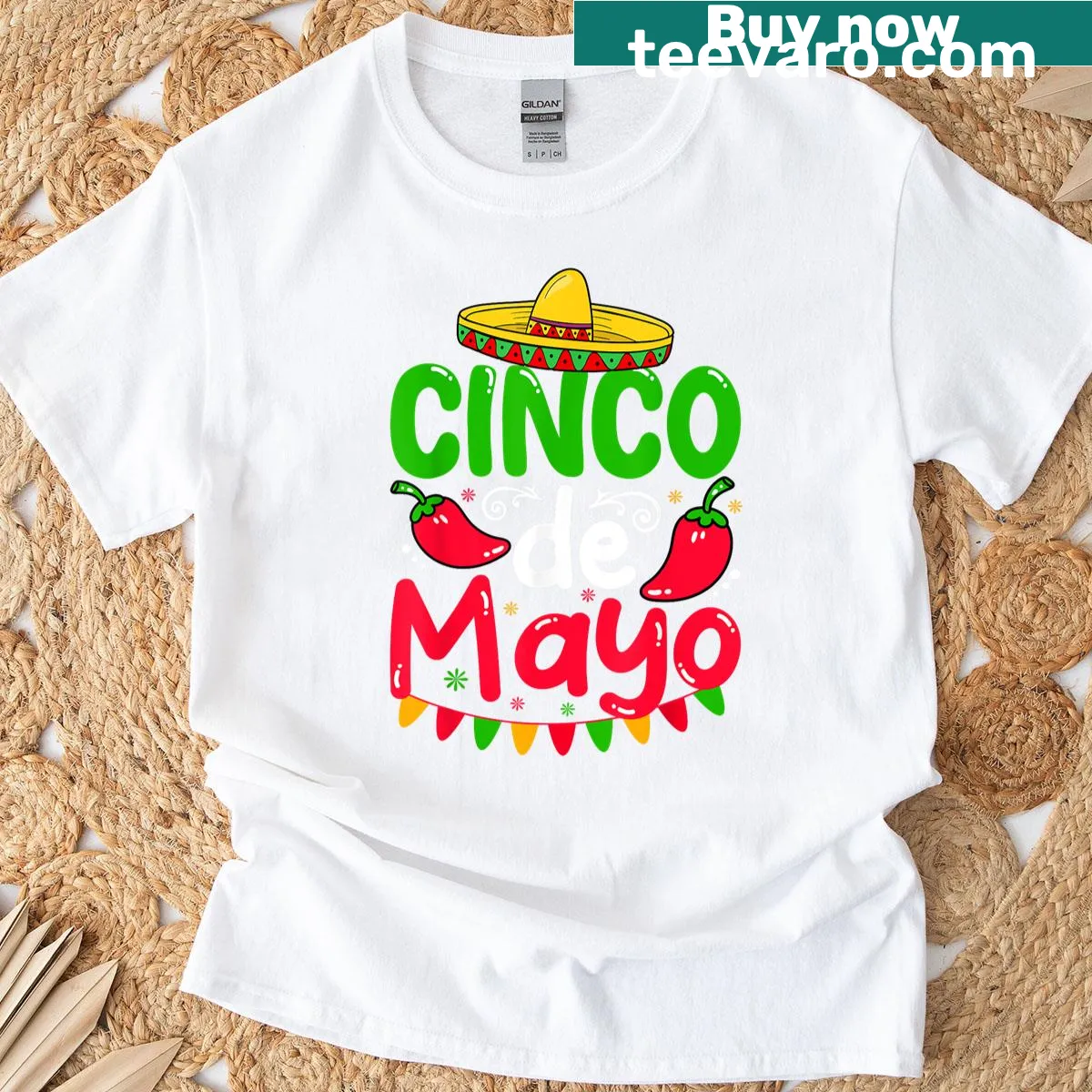 Cinco De Mayo Fiesta Squad shirt with festive illustrations for parties — on a men's t-shirt