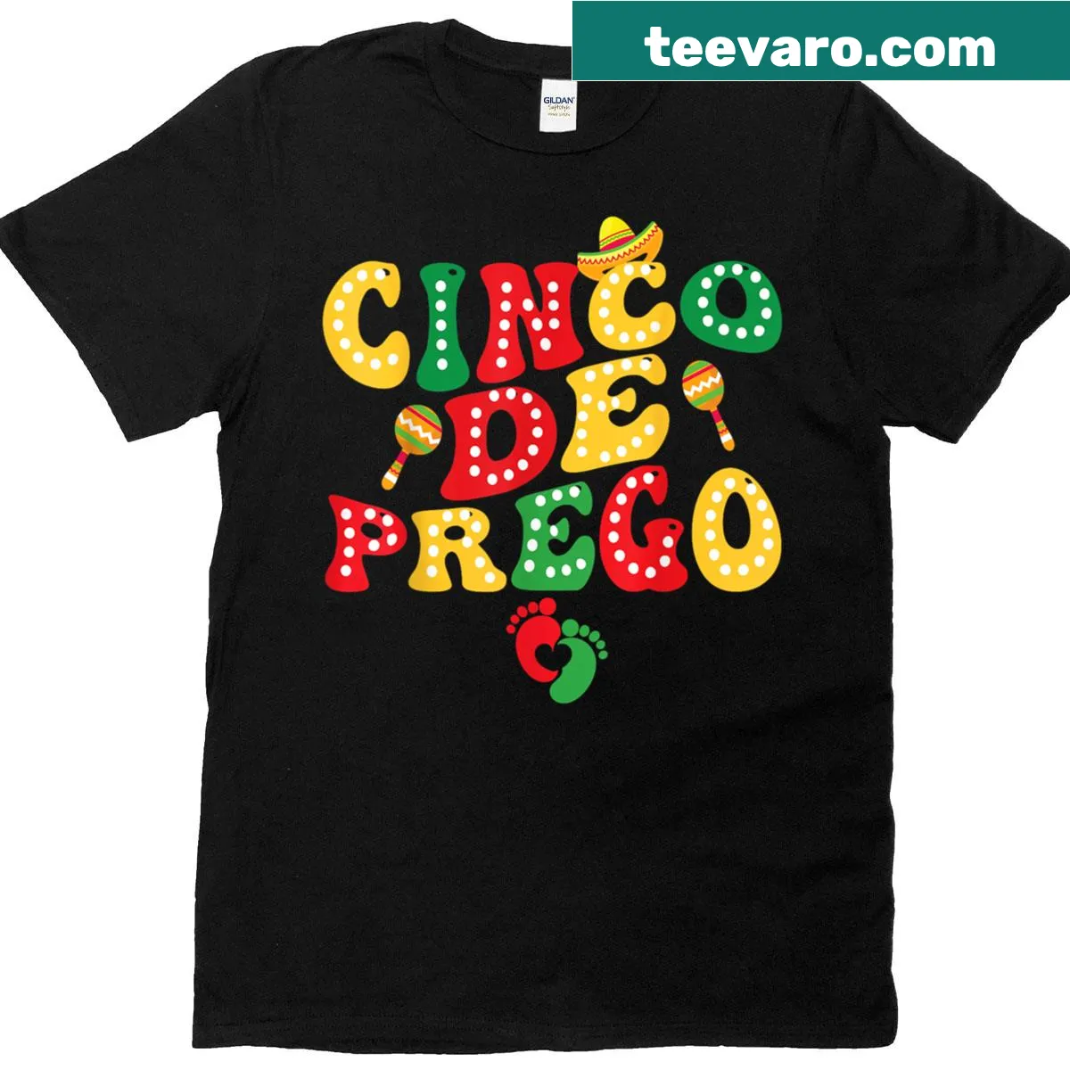 Cinco de Mayo themed maternity t-shirt with playful pregnancy announcement — on a men's t-shirt