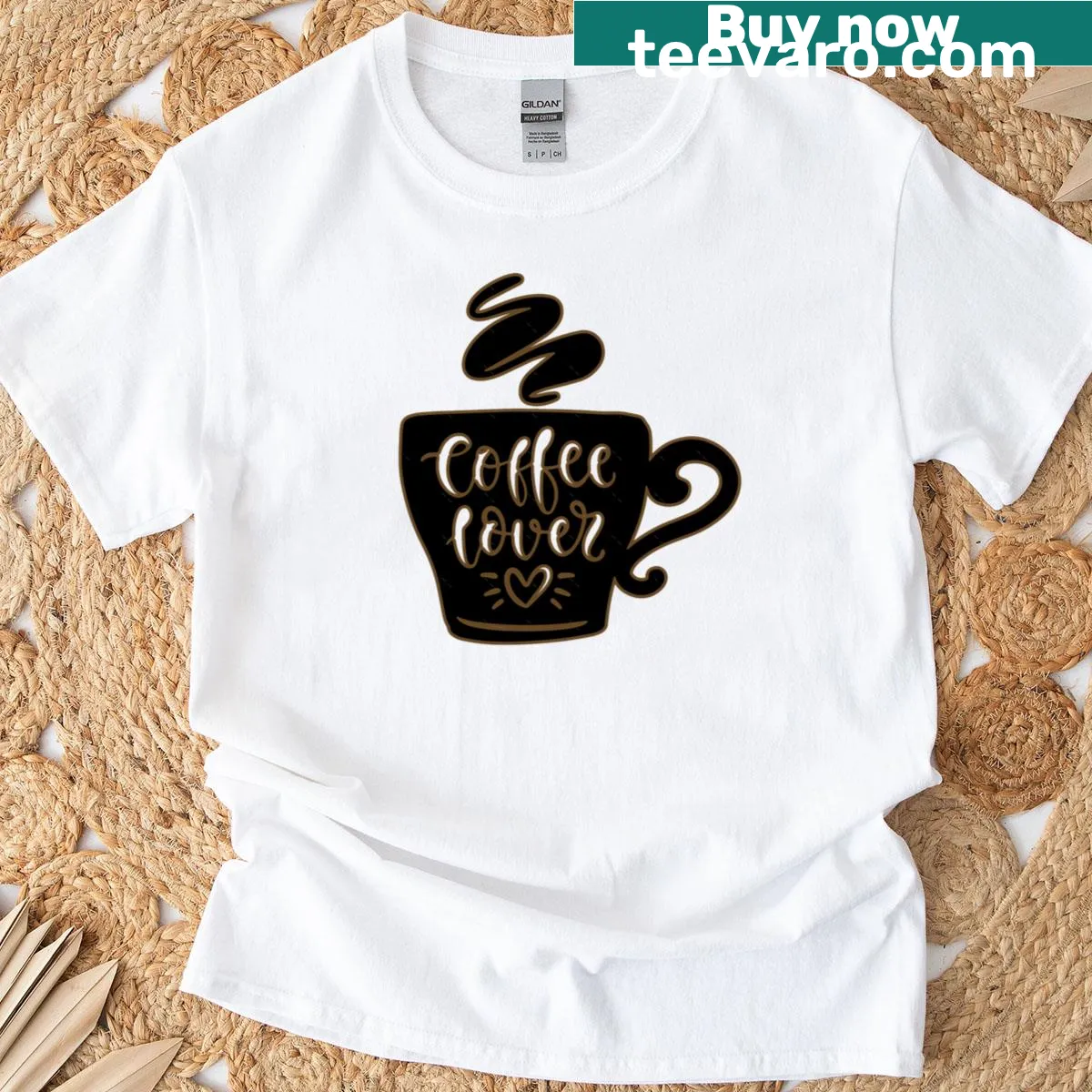 Playful coffee cup T-shirt designed for coffee lovers — on a men's t-shirt