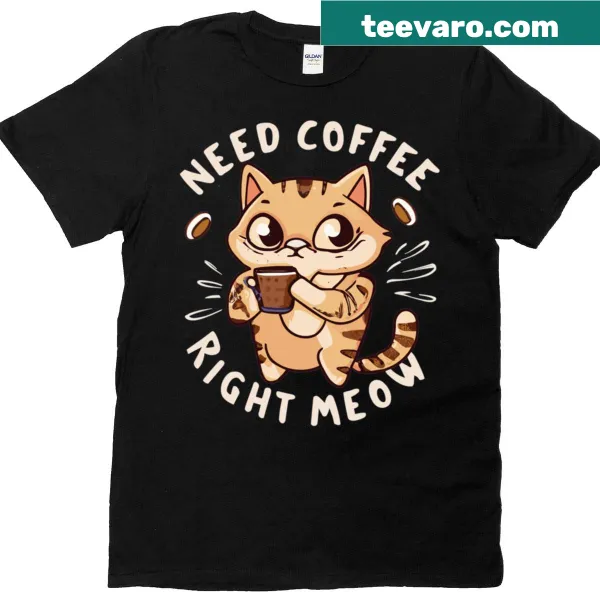 Coffee Lovers Meow Meow t-shirt with cat illustrations