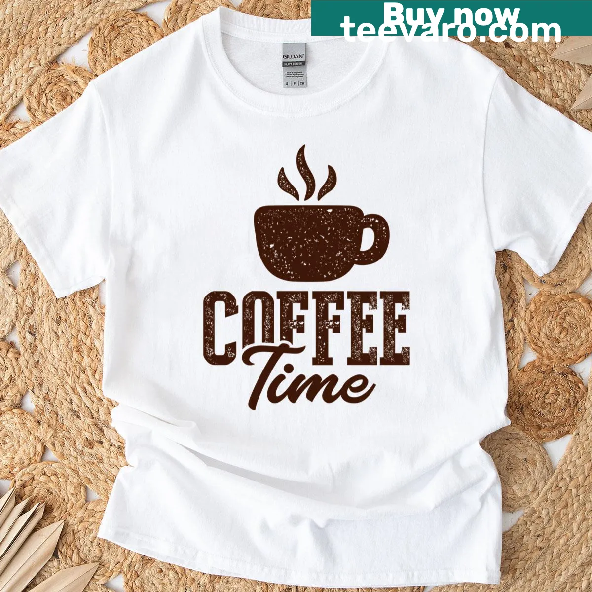Text 'Coffee Time' designed on t-shirt — on a men's t-shirt
