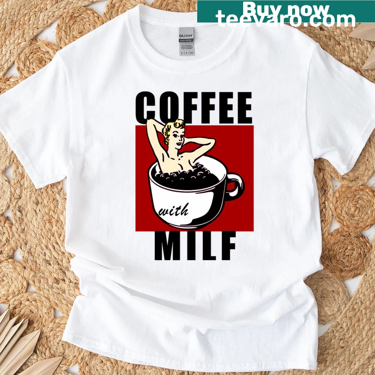 Funny T-shirt with the phrase 'Coffee With Milf' for coffee lovers — on a men's t-shirt