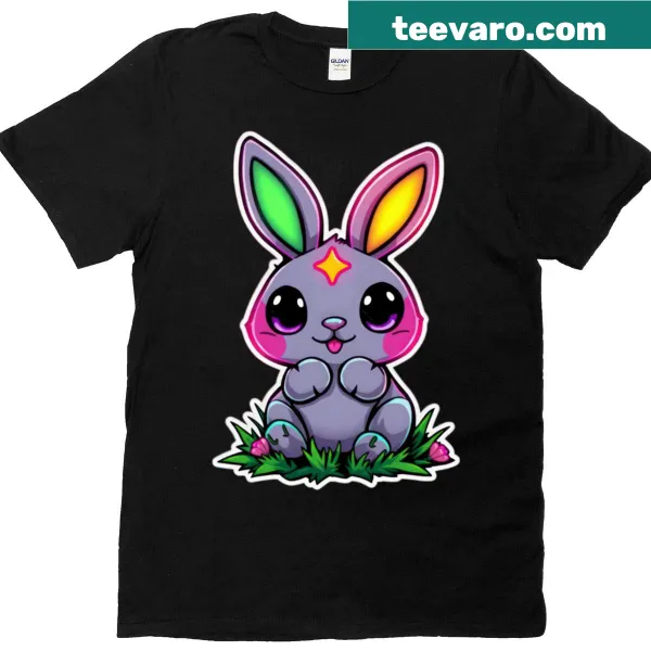 Space-themed illustration of a purple bunny for Easter.