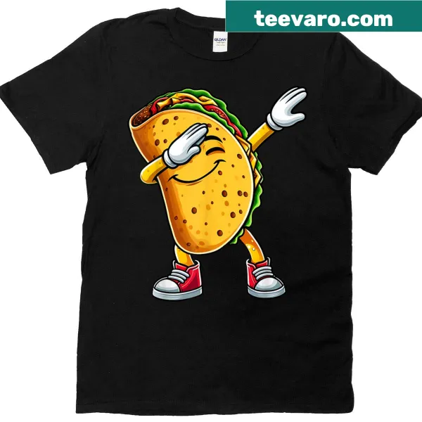 Funny T-shirt featuring a dabbing taco for Cinco de Mayo.