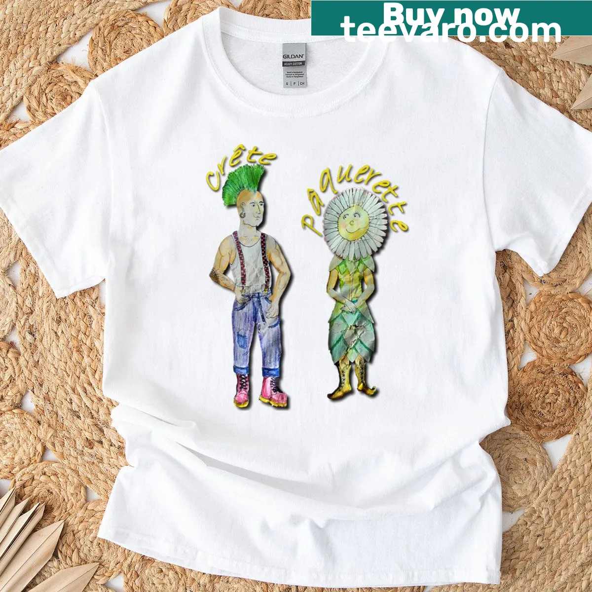 Daisy crest graphic on a t-shirt — on a men's t-shirt