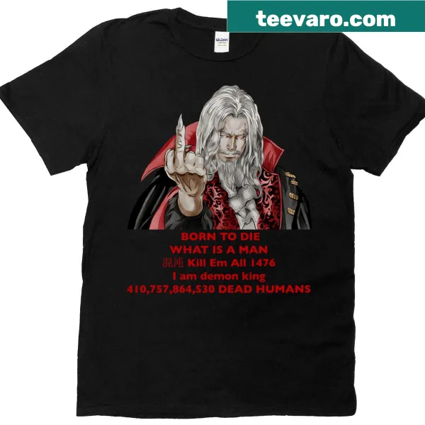 Gothic t-shirt with bold typography reading 'Dracula Born To Die'