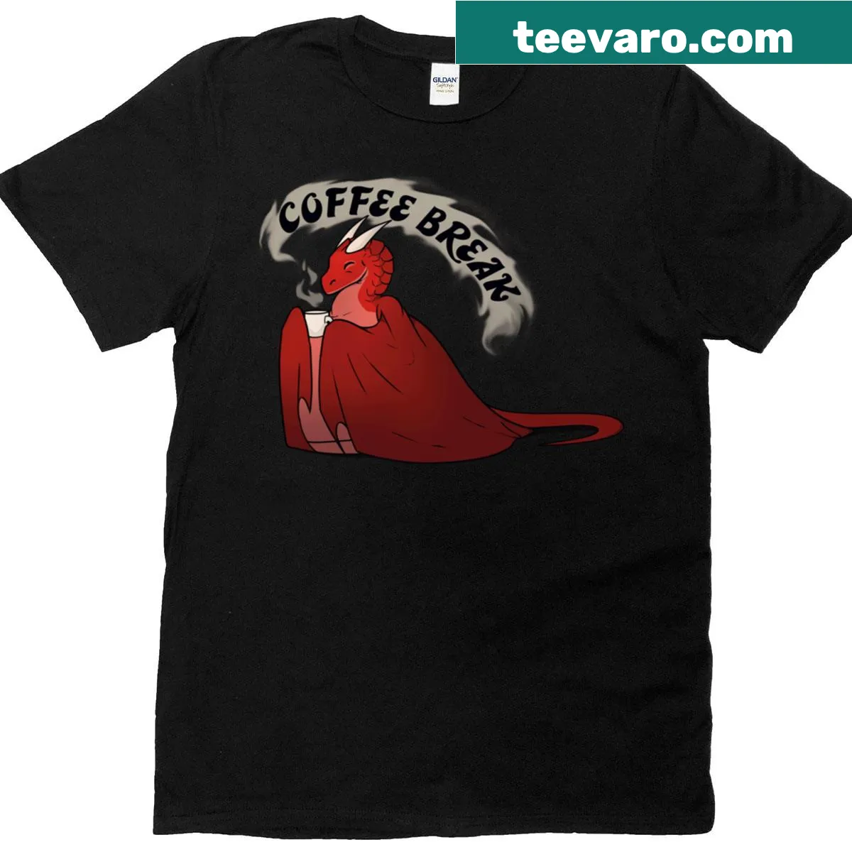 Whimsical dragon illustration on a casual T-shirt. — on a men's t-shirt