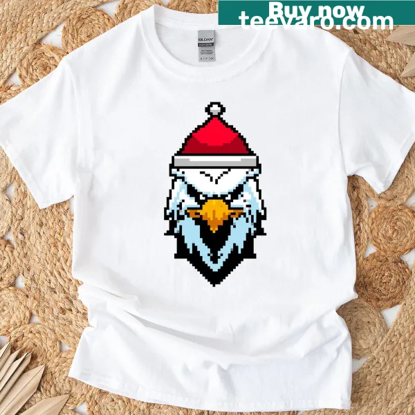 Pixelated eagle graphic on Christmas t-shirt