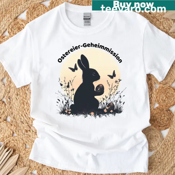 Playful Easter Egg T-shirt with secret mission theme