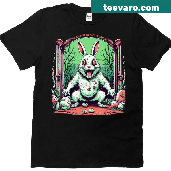 Horror-themed oversized t-shirt featuring an evil Easter Bunny