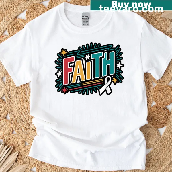 Faith cross t-shirt with black ribbon memorial symbol