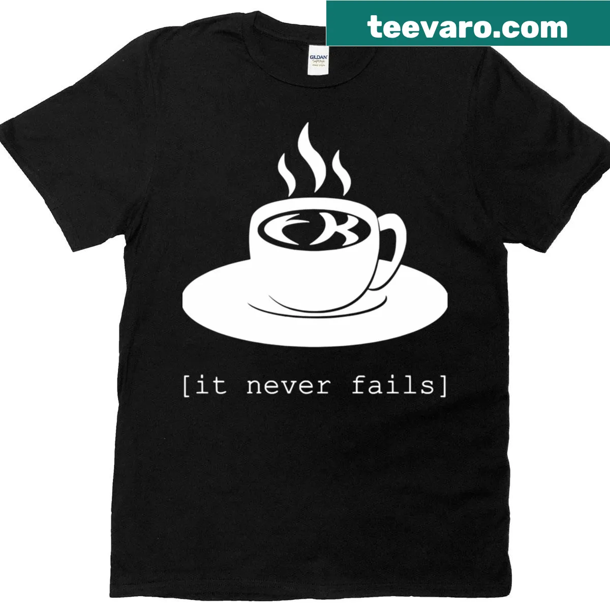 Sarcastic gaming t-shirt with a humorous coffee quote — on a men's t-shirt