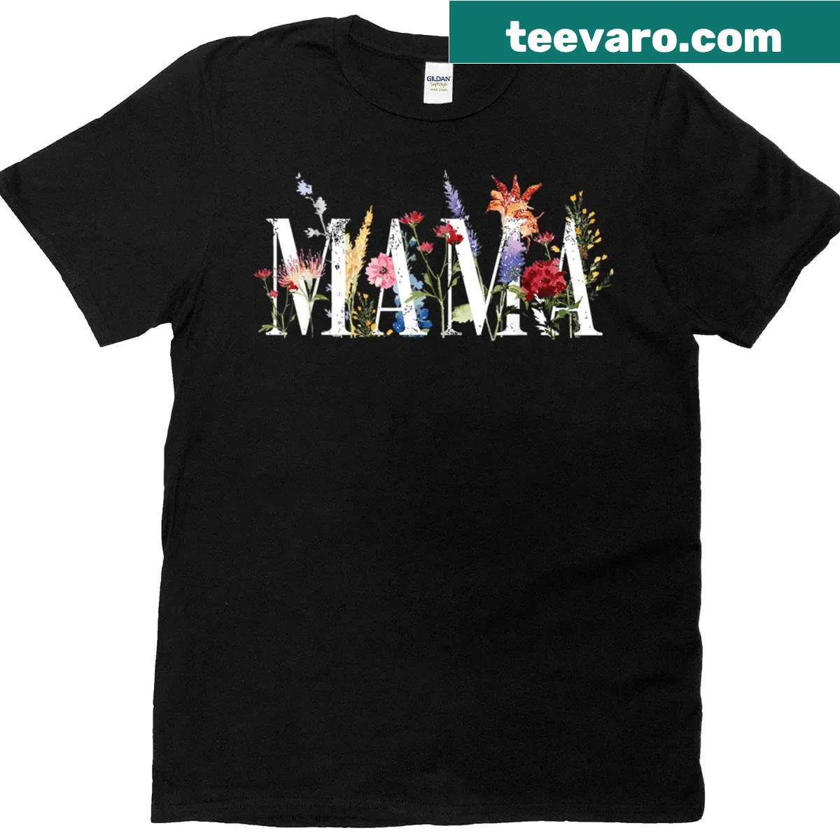 Floral illustration saying 'Floral Mama' on a T-shirt — on a men's t-shirt