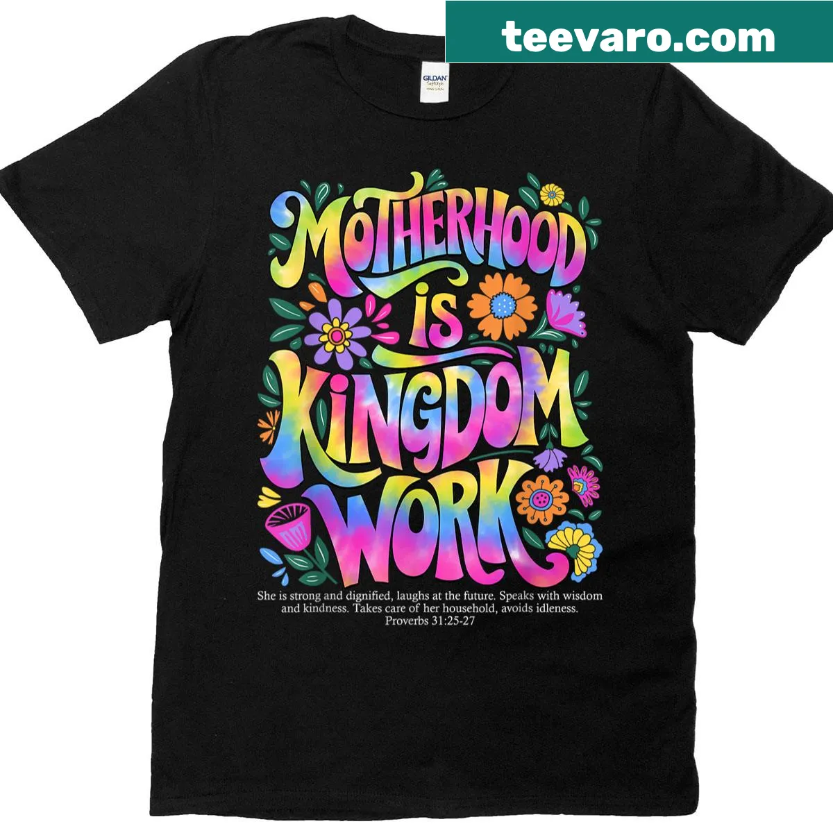 Christian Mom t-shirt with Floral design and typography about motherhood — on a men's t-shirt