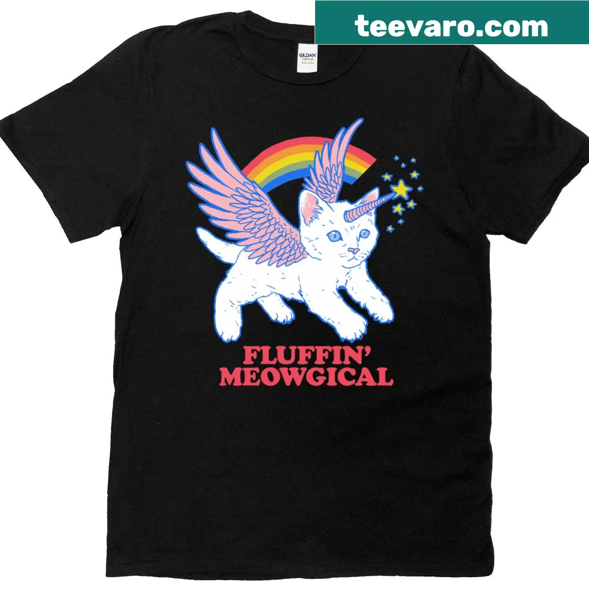Cute cat design with whimsical text on T-shirt — on a men's t-shirt