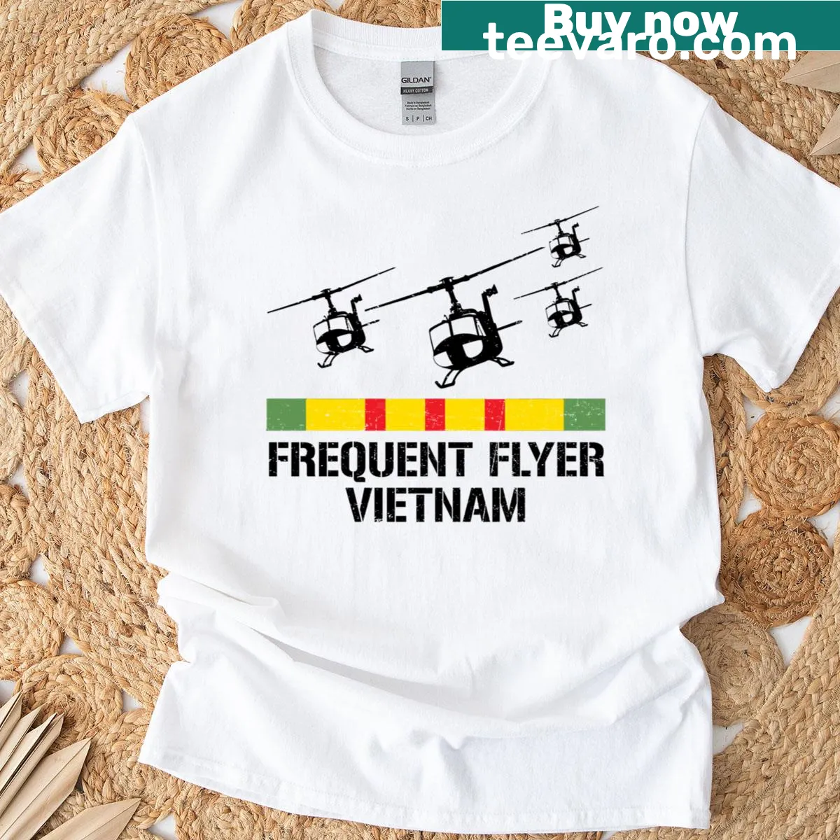 Proud US Veteran T-shirt honoring Vietnam War Memorial — on a men's t-shirt