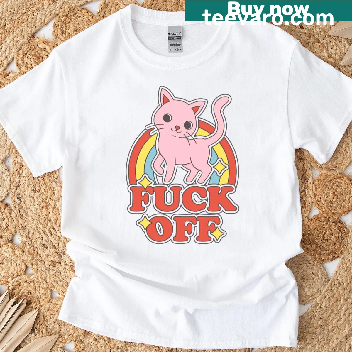 Text graphic 'Fuck Off' on T-shirt — on a men's t-shirt