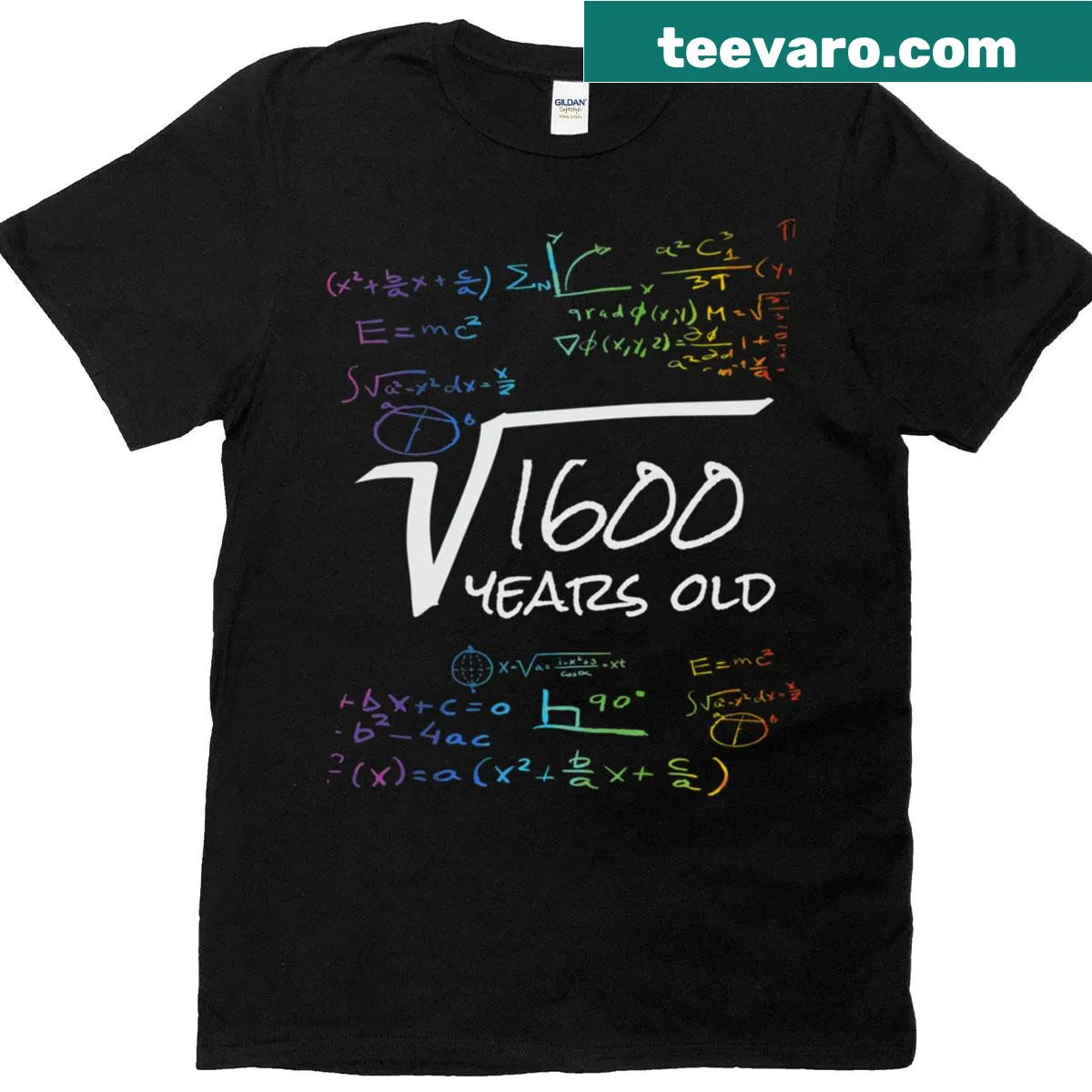 Funny design with square root of 1600 for 40th birthday — on a men's t-shirt
