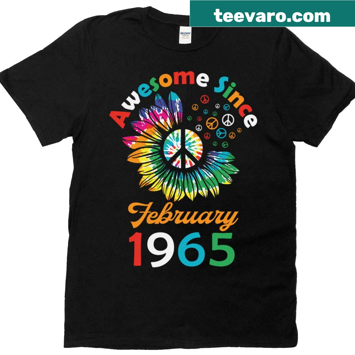 Retro-style birthday shirt with the quote Awesome Since February 1965. — on a men's t-shirt