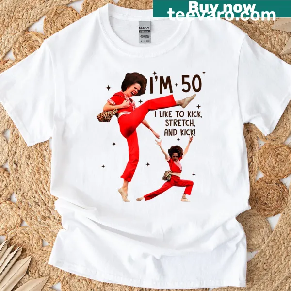 Funny birthday text celebrating turning 50 on t-shirt