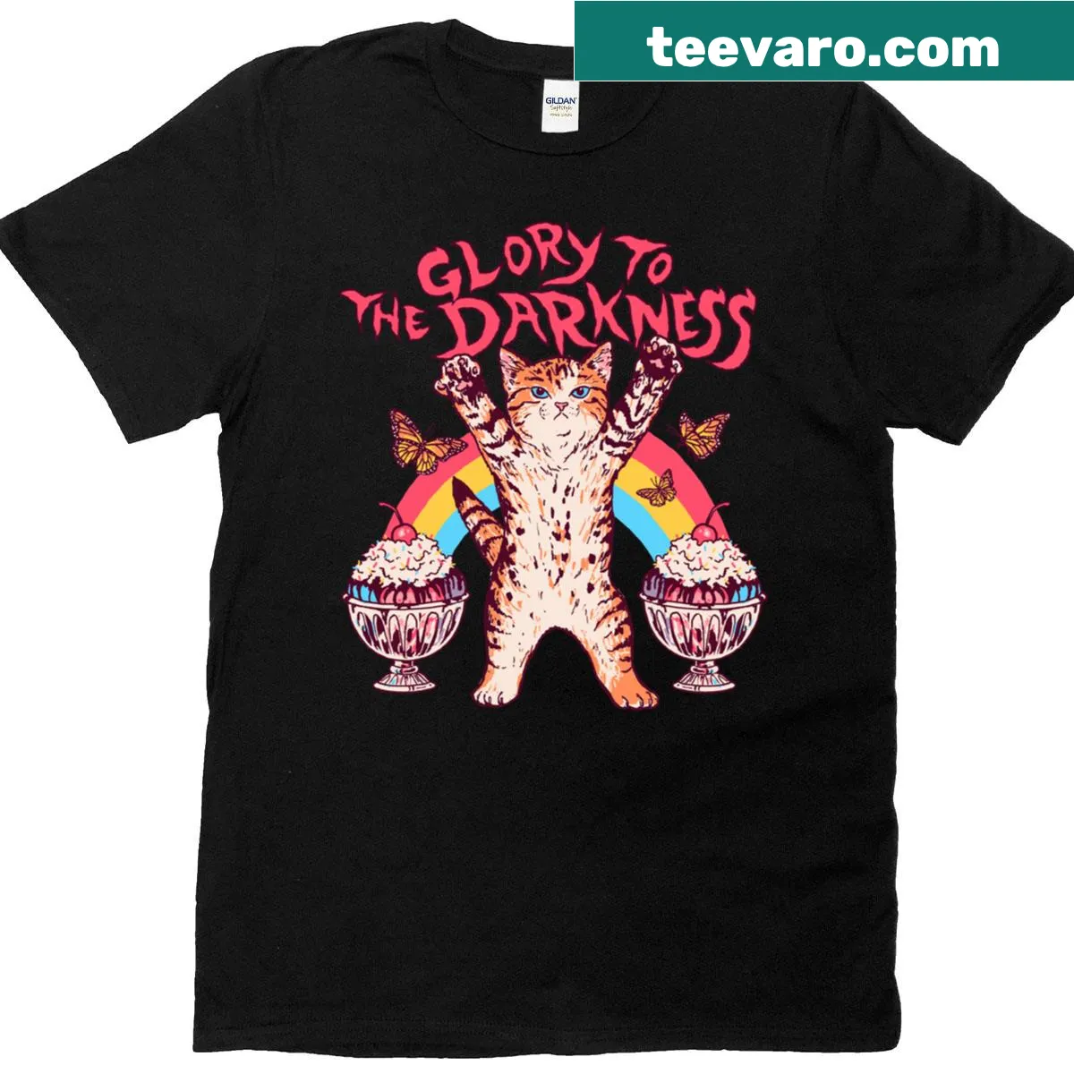 Inspirational t-shirt with the phrase 'Glory To The Darkness' — on a men's t-shirt